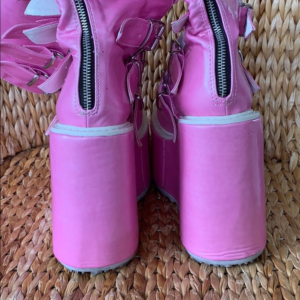 ❣️Sold❣️Pink Demonia Trinity Knee High Boots 8M - Picture 5 of 8